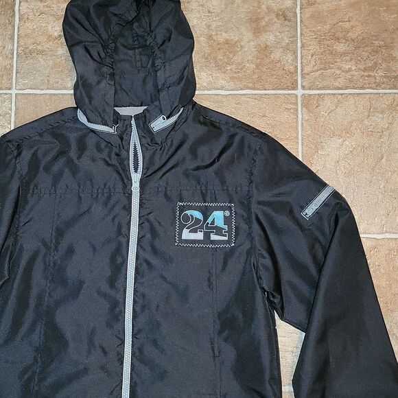 Old Navy 24 Lined Rain Jacket Coat with Folding Packable Hood L 10-12 ~ NWOT - Picture 2 of 9